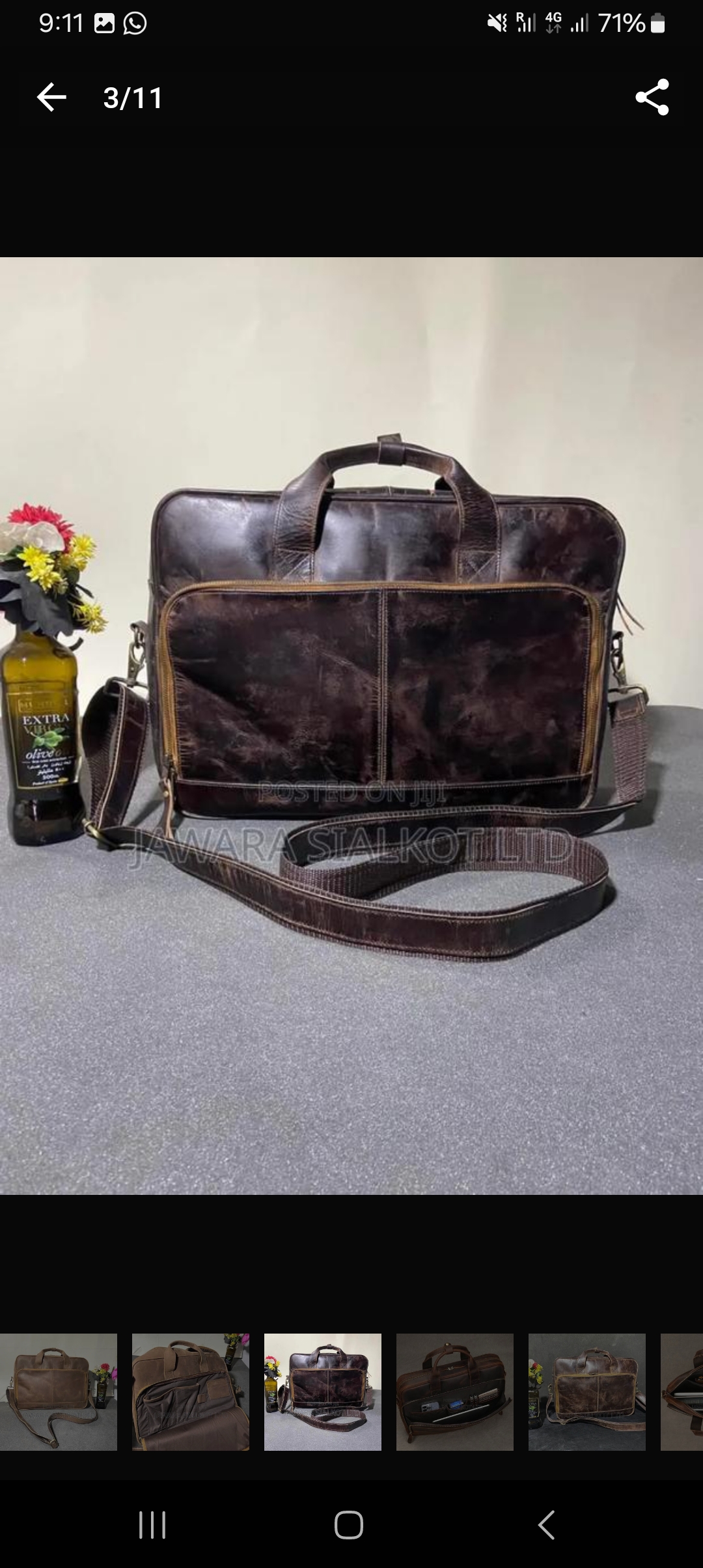 Genuine Leather Laptop Bag Brown
