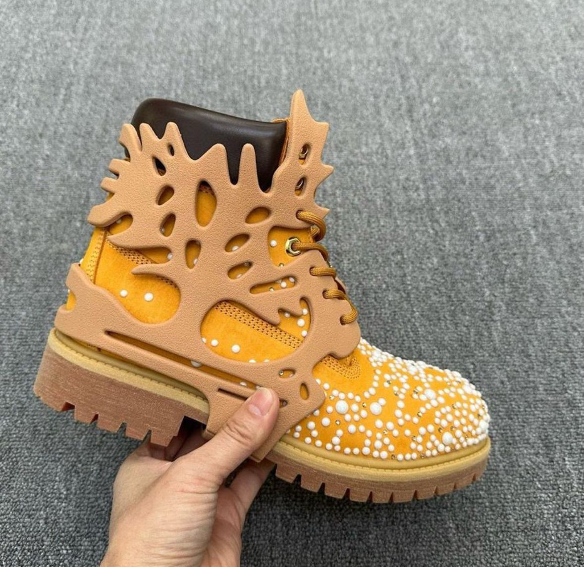Yellow Timberland Boots with Beaded Design perfume 1 