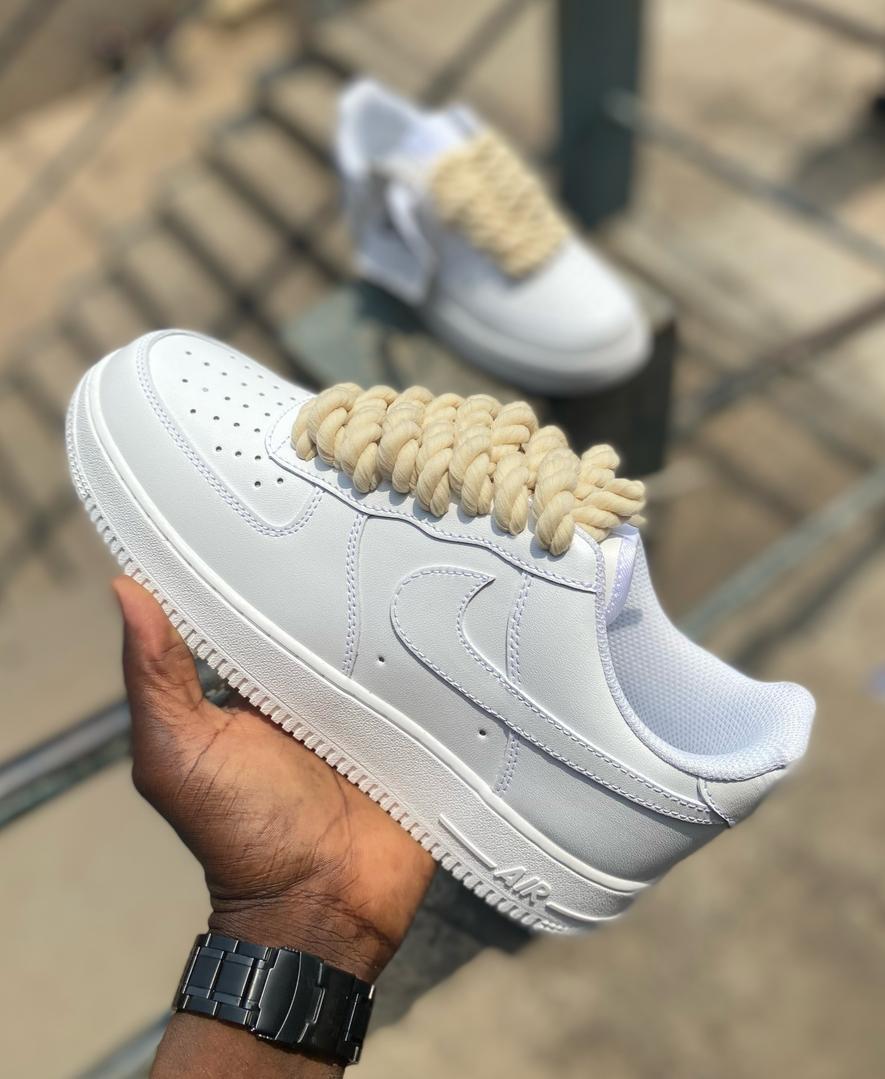 White Nike Air Force 1 Sneakers with Rope Laces perfume 1 